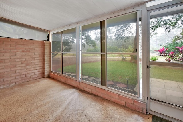 view of unfurnished sunroom