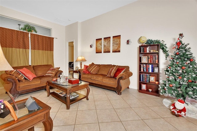 view of tiled living room