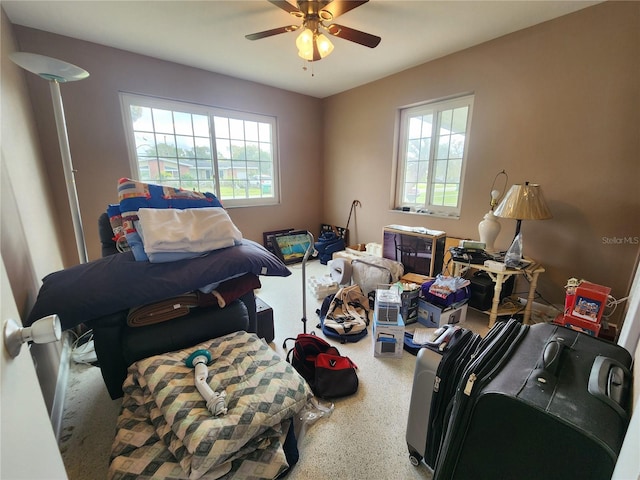 bedroom featuring ceiling fan