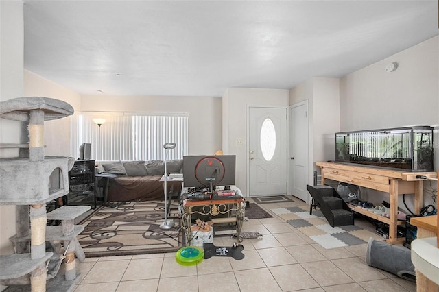 view of tiled living room