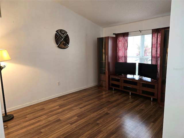 interior space with dark wood-type flooring