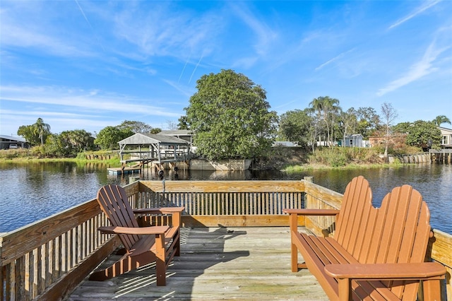 dock area featuring a water view