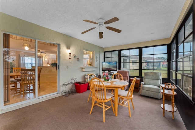 sunroom with ceiling fan