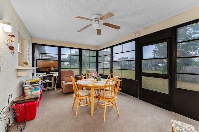 sunroom with ceiling fan and a healthy amount of sunlight