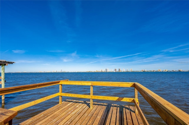 dock area featuring a water view