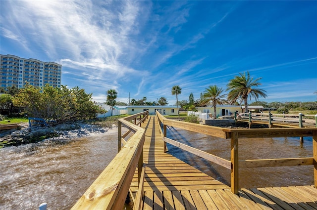 view of dock featuring a water view