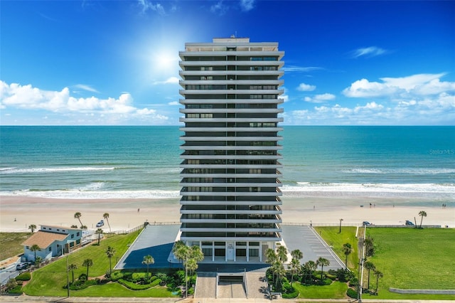 property view of water featuring a view of the beach