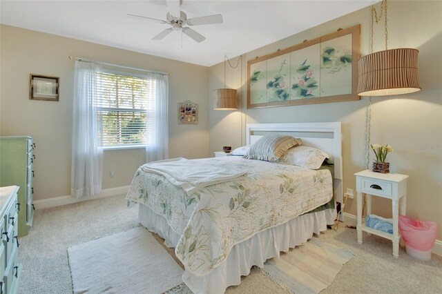 376 Hampton Hills Ct, Debary, FL 32713 - bedroom featuring light carpet, baseboards, and ceiling fan