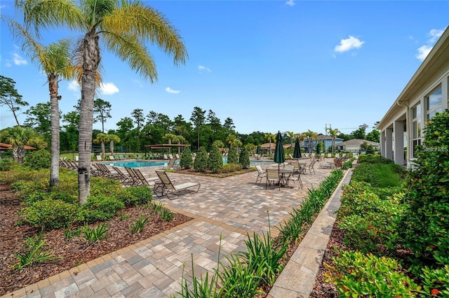 view of patio / terrace with a community pool