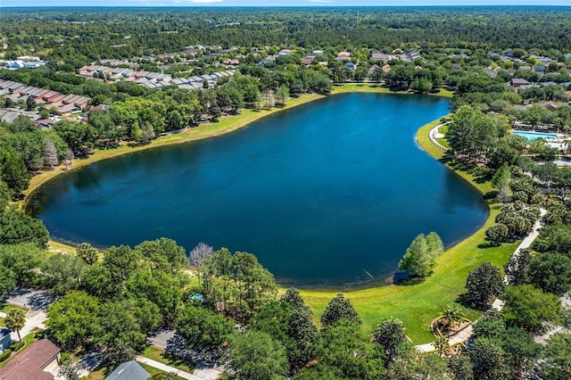 bird's eye view featuring a water view