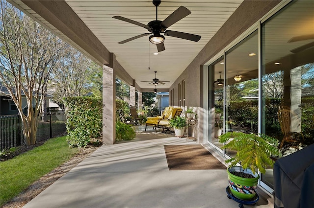 view of patio / terrace with ceiling fan