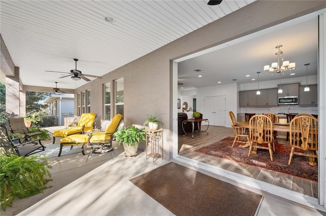 view of patio / terrace with ceiling fan