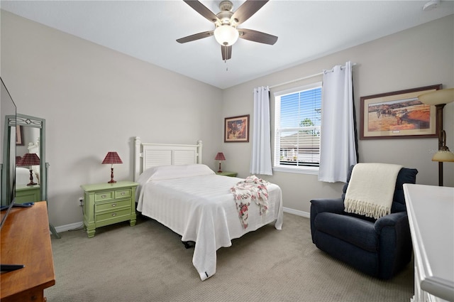 bedroom featuring carpet and ceiling fan