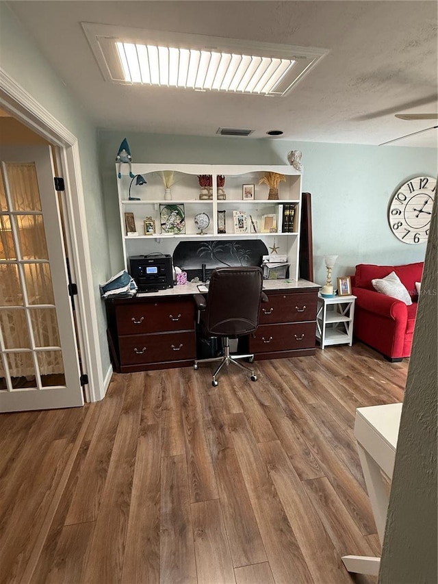 office area featuring hardwood / wood-style floors