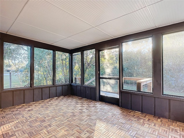 view of unfurnished sunroom