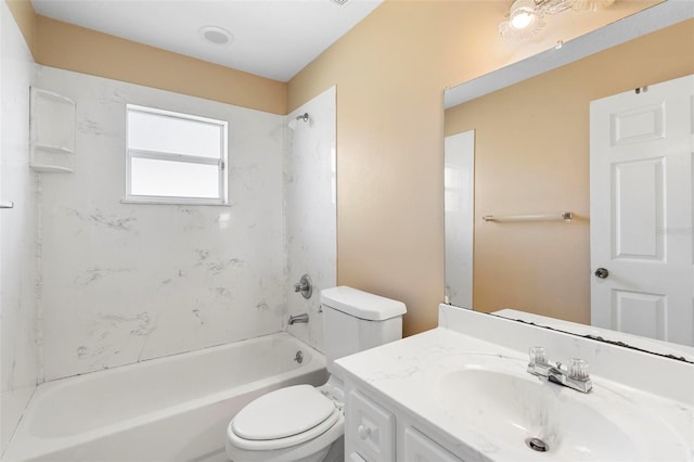 full bathroom with vanity, toilet, and shower / bathtub combination