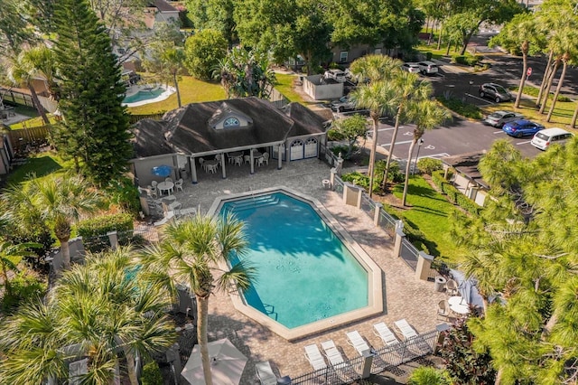 view of swimming pool with a patio