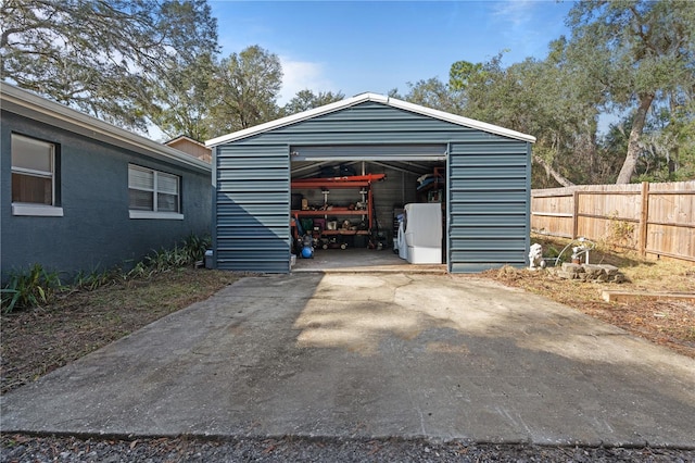 view of garage