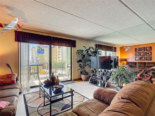 view of tiled living room