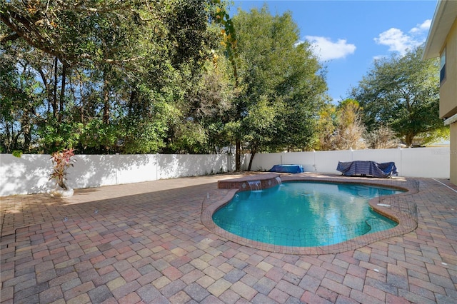 view of swimming pool with a patio