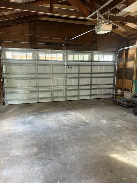 garage with a garage door opener