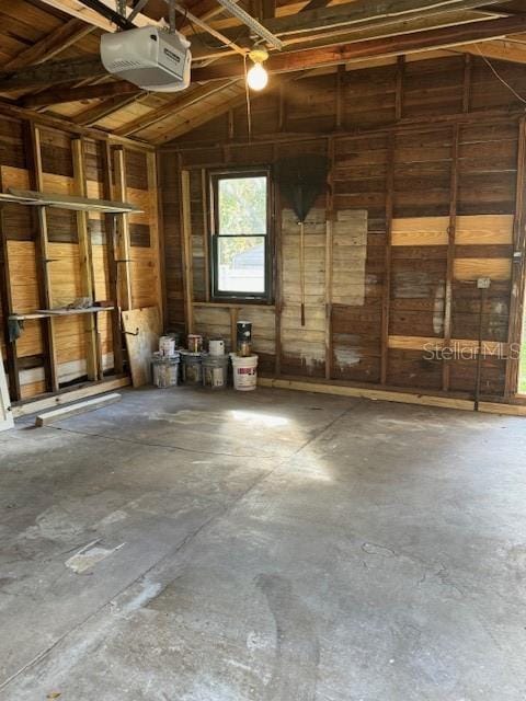 miscellaneous room featuring lofted ceiling