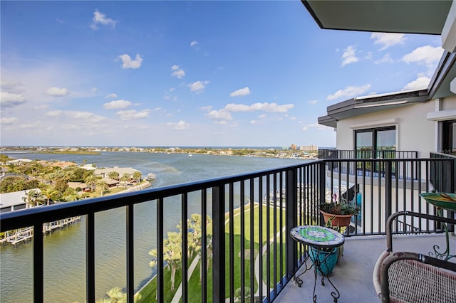 balcony with a water view