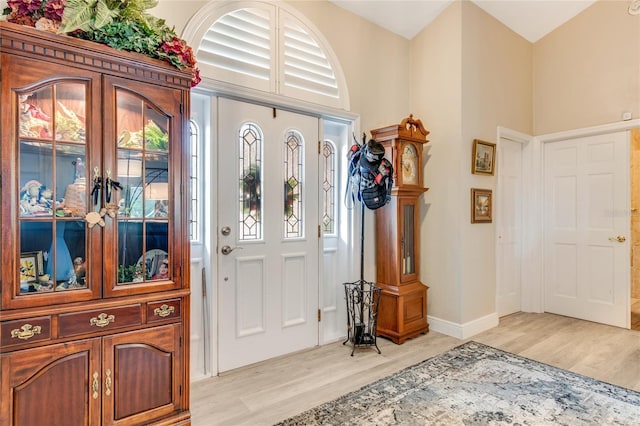 entrance foyer with light hardwood / wood-style floors