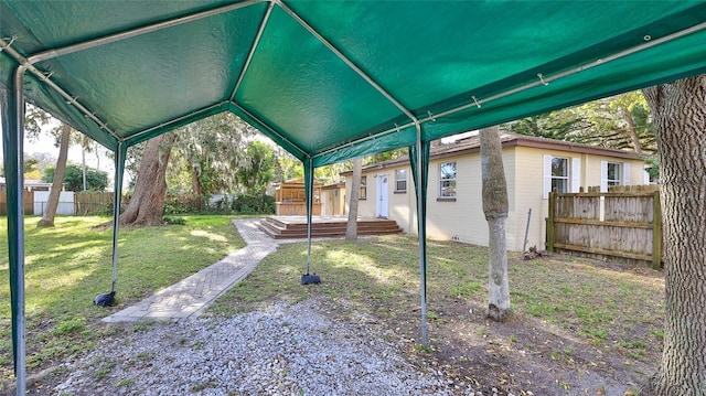 view of yard with a deck