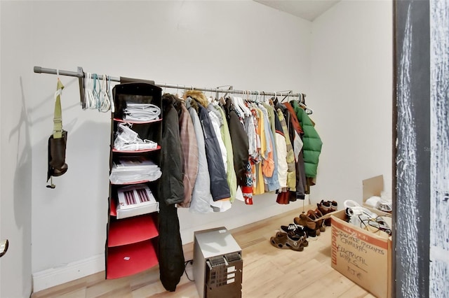 spacious closet featuring hardwood / wood-style flooring