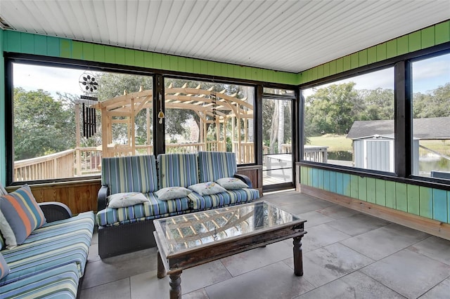 sunroom / solarium featuring a healthy amount of sunlight