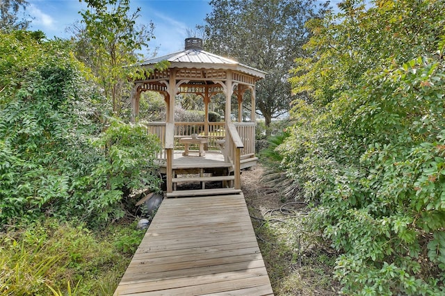 dock area with a gazebo