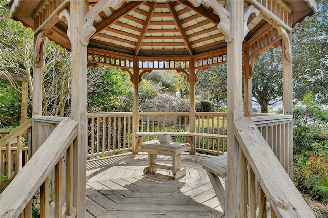 wooden deck with a gazebo