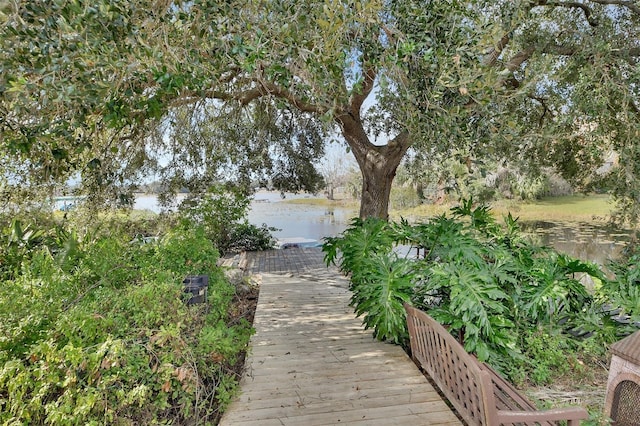 view of home's community with a water view