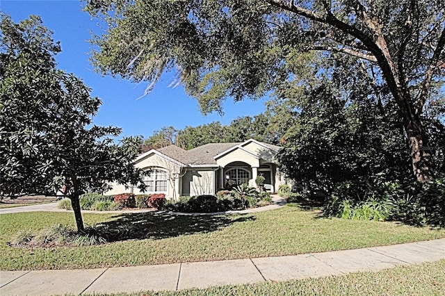 view of front of property featuring a front lawn