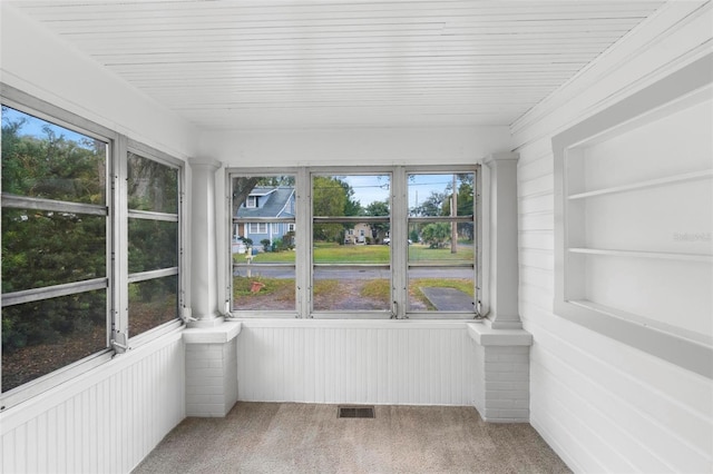 view of unfurnished sunroom