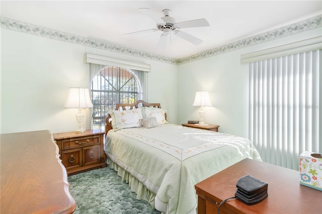 bedroom featuring ceiling fan