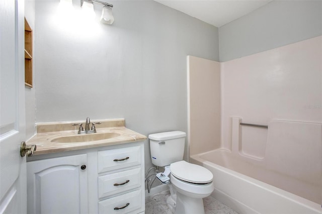 full bathroom with vanity, toilet, and shower / bath combination