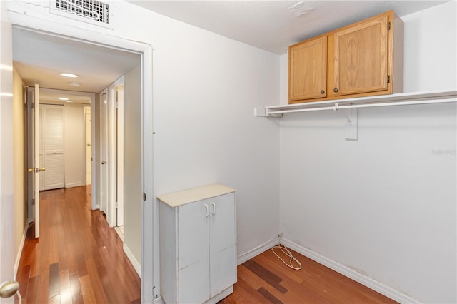 walk in closet featuring wood-type flooring