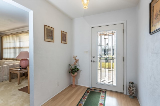 doorway with light hardwood / wood-style floors