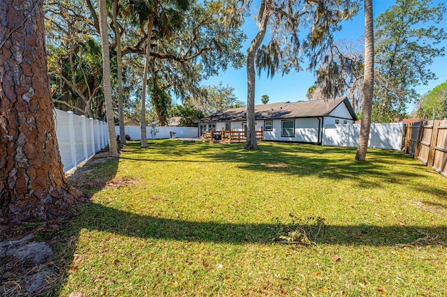 view of yard featuring a fenced backyard