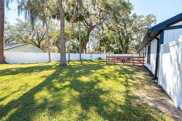 view of yard featuring a fenced backyard