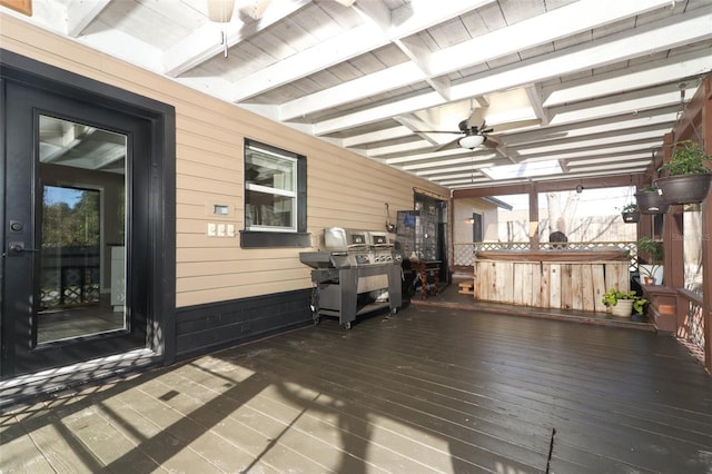 wooden deck with area for grilling