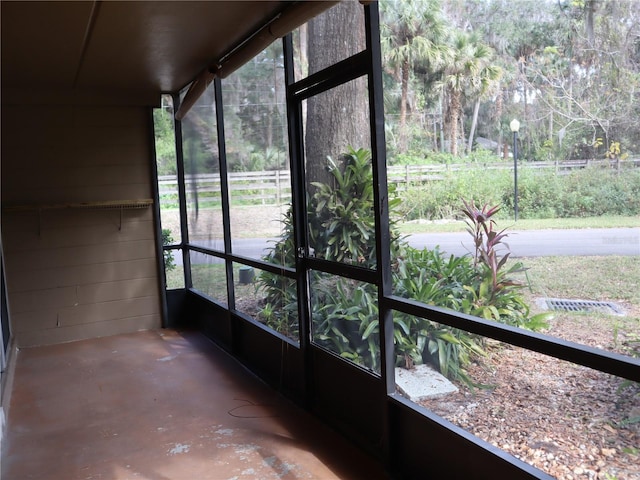 view of unfurnished sunroom