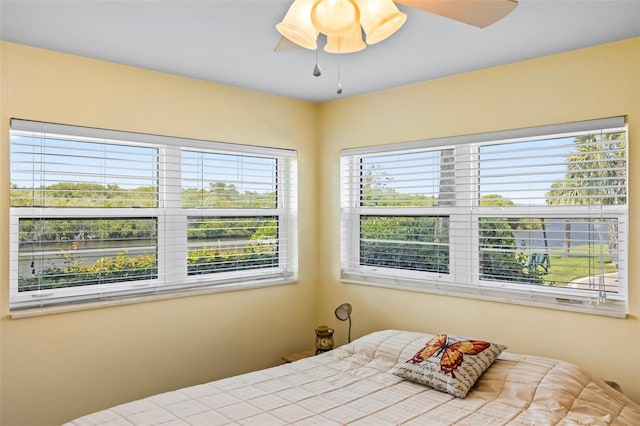 bedroom featuring ceiling fan