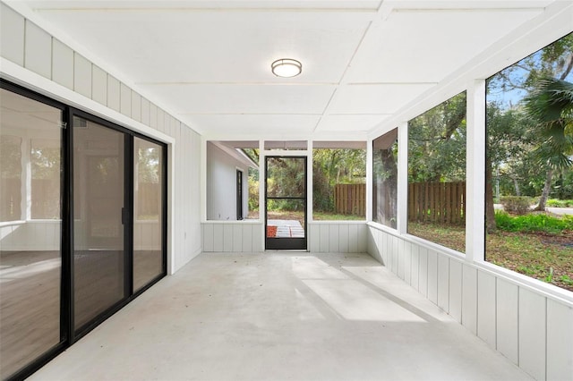 view of unfurnished sunroom