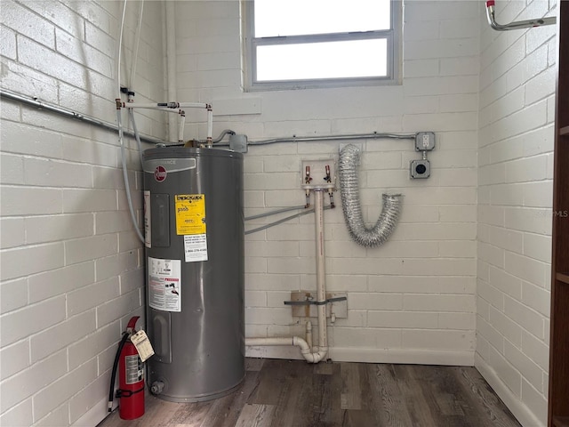 utility room with electric water heater