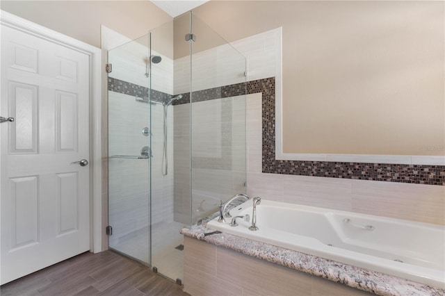 bathroom with plus walk in shower