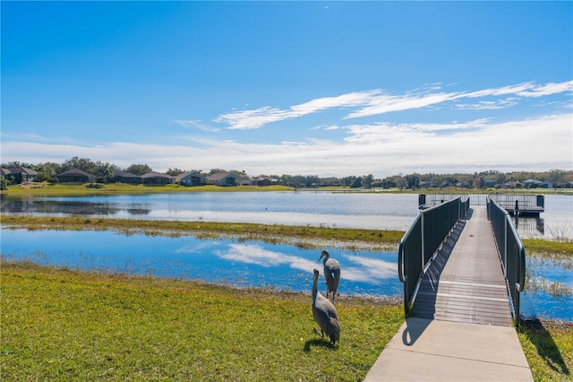 view of dock featuring a water view