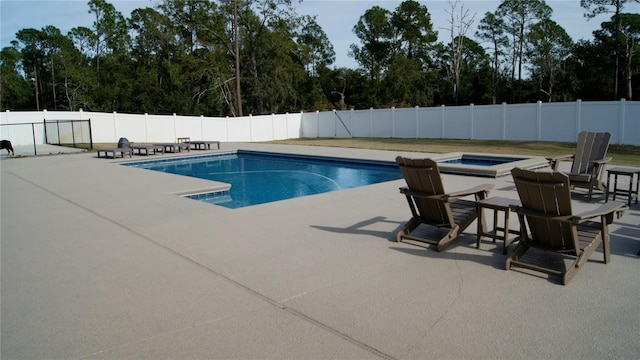 view of swimming pool with a patio area and a jacuzzi